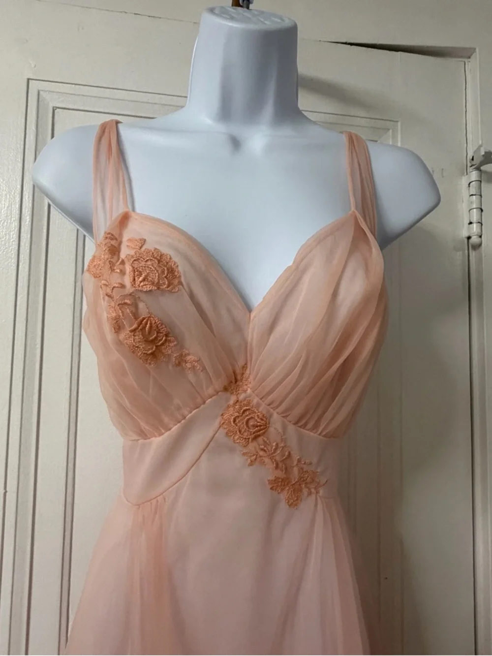 Artemis Peach Chiffon Floral Detail Women’s Dress - Picture 2 of 6